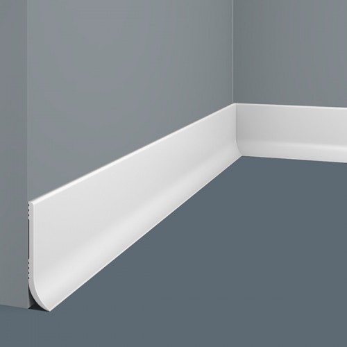 Плинтус напольный из дюрополимера Cosca Decor PL002 Белый 60*16 Плинтус напольный из дюрополимера Cosca Decor PL002 Белый 60*16