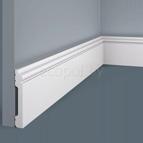 Плинтус напольный из дюрополимера Cosca Decor PX002 Белый 79*13