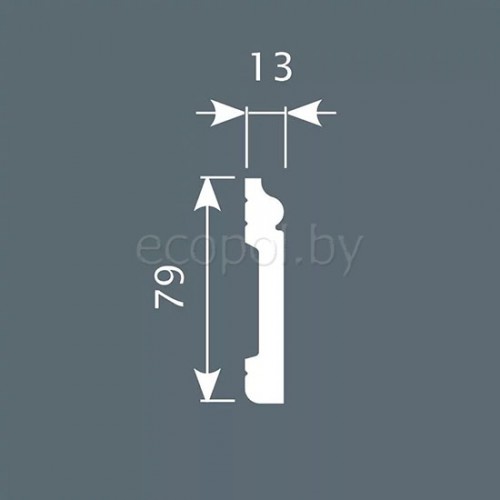 Плинтус напольный из дюрополимера Cosca Decor PX002 Белый 79*13