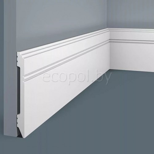 Плинтус напольный из дюрополимера Cosca Decor PX005 Белый 108*12 Плинтус напольный из дюрополимера Cosca Decor PX005 Белый 108*12