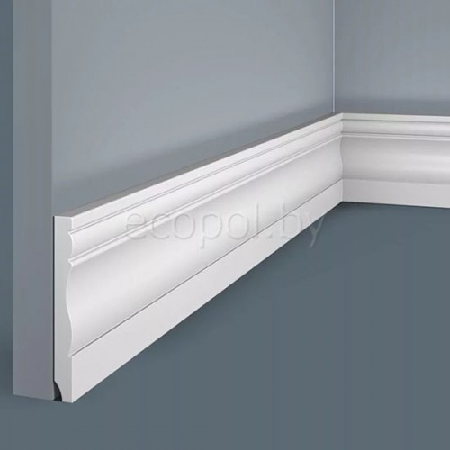 Плинтус напольный из дюрополимера Cosca Decor PX015 Белый 80*11 Плинтус напольный из дюрополимера Cosca Decor PX015 Белый 80*11