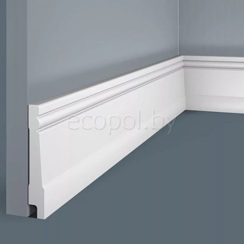 Плинтус напольный из дюрополимера Cosca Decor PX016 Белый 90*15 Плинтус напольный из дюрополимера Cosca Decor PX016 Белый 90*15