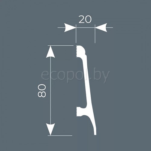 Плинтус напольный из дюрополимера Cosca Decor PX018 Белый 80*20