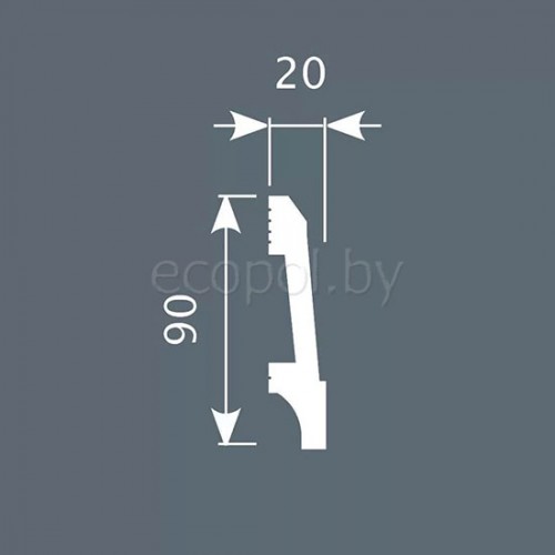 Плинтус напольный из дюрополимера Cosca Decor PX023 Белый 90*20 Плинтус напольный из дюрополимера Cosca Decor PX023 Белый 90*20