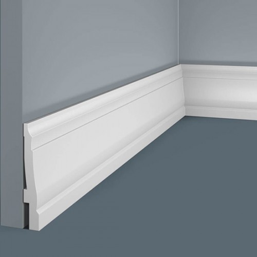 Плинтус напольный из дюрополимера Cosca Decor PX024 Белый 80*14 Плинтус напольный из дюрополимера Cosca Decor PX024 Белый 80*14