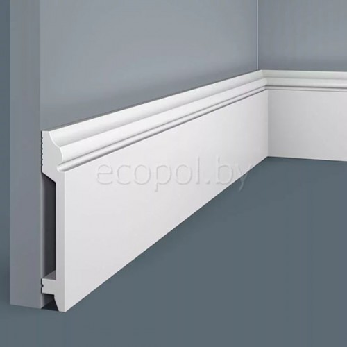 Плинтус напольный из дюрополимера Cosca Decor PX026 Белый 100*15 Плинтус напольный из дюрополимера Cosca Decor PX026 Белый 100*15