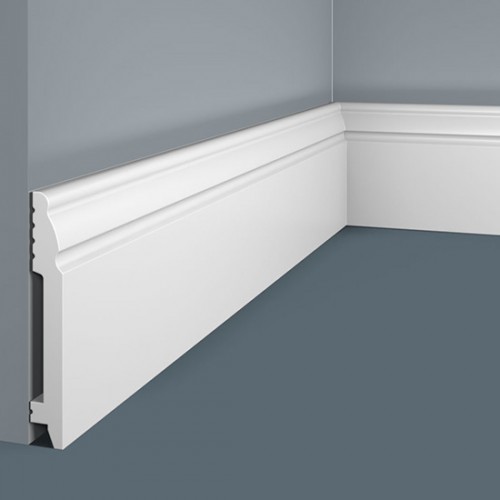 Плинтус напольный из дюрополимера Cosca Decor PX027 Белый 99*15 Плинтус напольный из дюрополимера Cosca Decor PX027 Белый 99*15