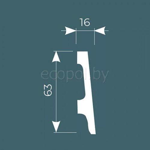 Плинтус напольный из дюрополимера Cosca Decor PX045 Белый 66*13 Плинтус напольный из дюрополимера Cosca Decor PX045 Белый 66*13