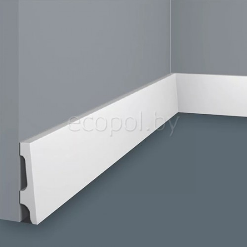 Плинтус напольный из дюрополимера Cosca Decor PX045 Белый 66*13 Плинтус напольный из дюрополимера Cosca Decor PX045 Белый 66*13