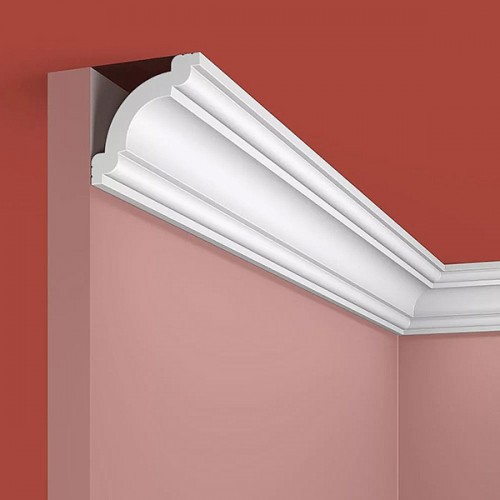 Плинтус (карниз) потолочный из дюрополимера Cosca Decor KX008 Белый 49*49