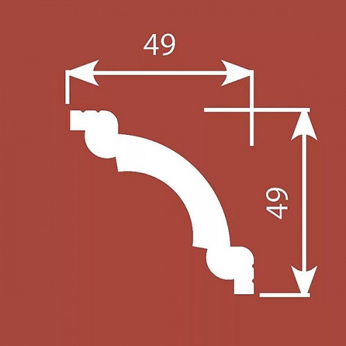 Плинтус (карниз) потолочный из дюрополимера Cosca Decor KX008 Белый 49*49