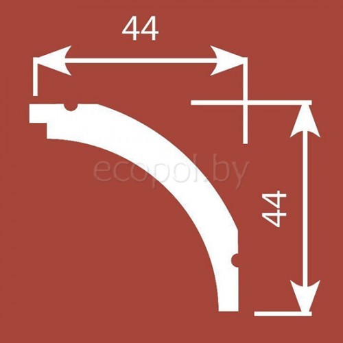 Плинтус (карниз) потолочный из дюрополимера Cosca Decor KX011 Белый 44*44 Плинтус (карниз) потолочный из дюрополимера Cosca Decor KX011 Белый 44*44