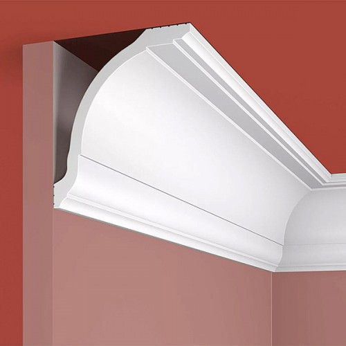 Плинтус (карниз) потолочный из дюрополимера Cosca Decor KX015 Белый 97*84 Плинтус (карниз) потолочный из дюрополимера Cosca Decor KX015 Белый 97*84