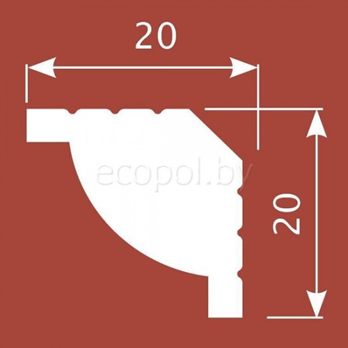Плинтус (карниз) потолочный из дюрополимера Cosca Decor KX020 Белый 20*20 Плинтус (карниз) потолочный из дюрополимера Cosca Decor KX020 Белый 20*20