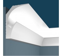 Плинтус (карниз) потолочный с подсветкой из дюрополимера Cosca Decor KX025 Белый 115*90