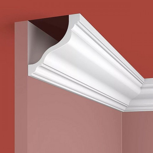 Плинтус (карниз) потолочный из дюрополимера Cosca Decor KX027 Белый 80*80 Плинтус (карниз) потолочный из дюрополимера Cosca Decor KX027 Белый 80*80