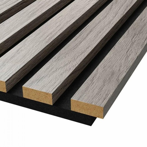 Акустическая панель Cosca Decor черный войлок, рейки МДФ дуб Старинный светло-серый