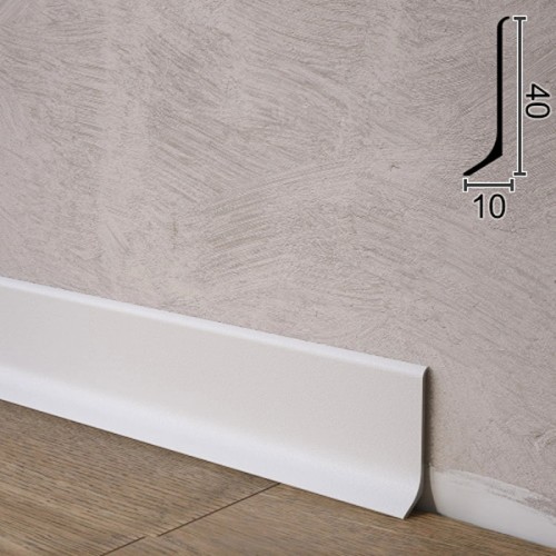 Алюминиевый плинтус ПЛ-40 Белый 40*10*3000