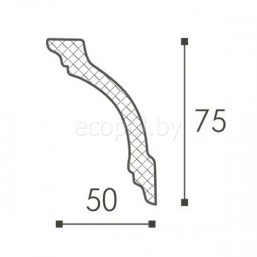Плинтус (карниз) потолочный из дюрополимера NMC Wallstyl WT14 Белый 75*50