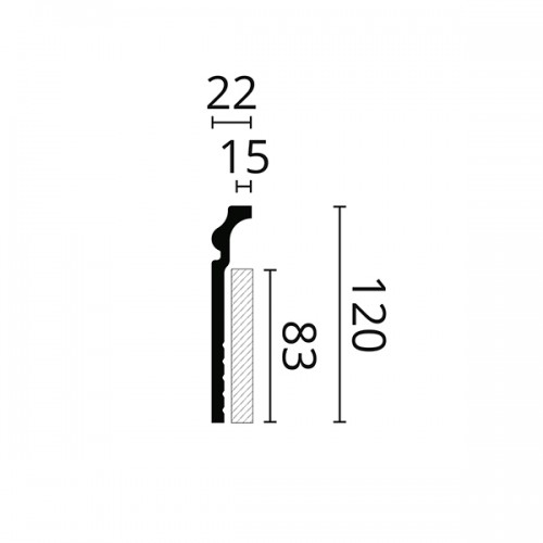 Перекрывающий плинтус для пола из дюрополимера NMC CF3 WALLSTYL Белый 120*22