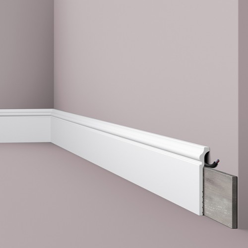 Перекрывающий плинтус для пола из дюрополимера NMC CF3 WALLSTYL Белый 120*22