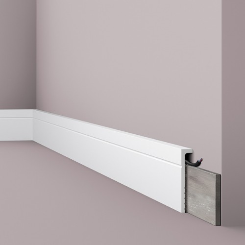 Перекрывающий плинтус для пола из дюрополимера NMC CF2 WALLSTYL Белый 110*22