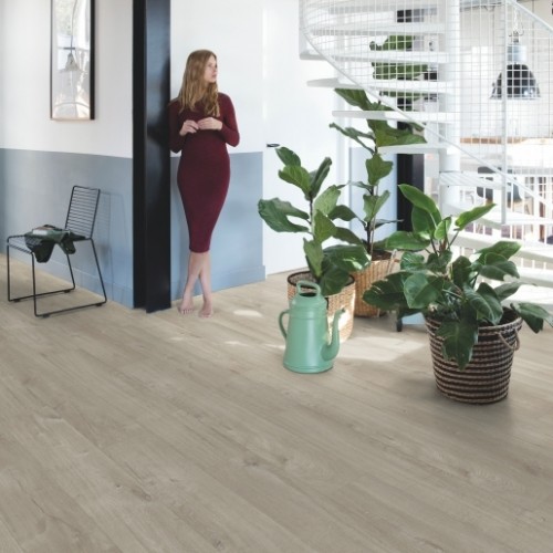  Виниловый пол Quick-Step Pulse Glue+ PUGP40105 Дуб хлопковый светло-серый