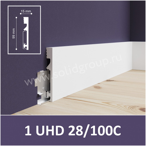 Плинтус напольный из дюрополимера Solid UHD 28/100 Белый 100*15 Плинтус напольный из дюрополимера Solid UHD 28/100 Белый 100*15