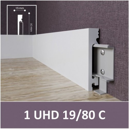 Плинтус напольный из дюрополимера Solid UHD 19/80 Белый 80*15 Плинтус напольный из дюрополимера Solid UHD 19/80 Белый 80*15