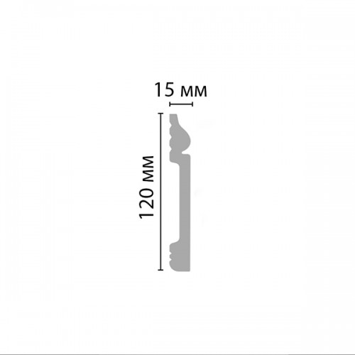 Плинтус для пола из дюрополимера DECOMASTER D004 белый 120*15 Плинтус для пола из дюрополимера DECOMASTER D004 белый 120*15