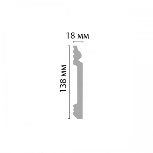 Плинтус для пола из дюрополимера DECOMASTER D118 белый 138*18 Плинтус для пола из дюрополимера DECOMASTER D118 белый 138*18