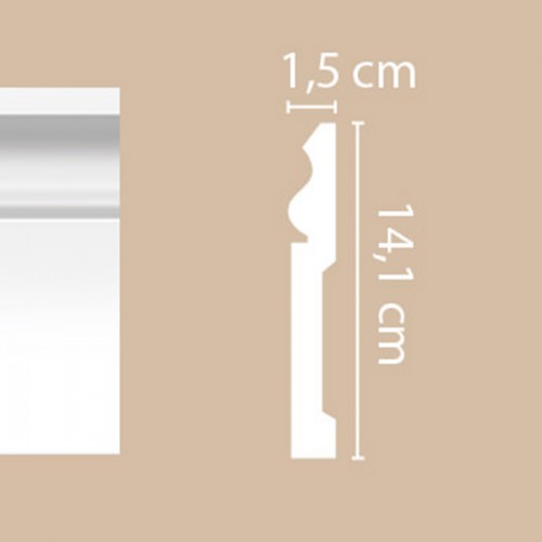 Плинтус для пола из дюрополимера DECOMASTER A035 белый 141*15