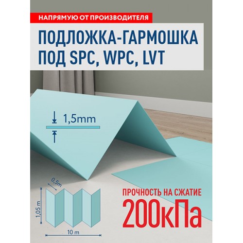 Подложка для виниловых полов LVT, SPC листовая 1.5мм из экструдированного пенополистирола Solid Подложка для виниловых полов LVT, SPC листовая 1.5мм из экструдированного пенополистирола Solid